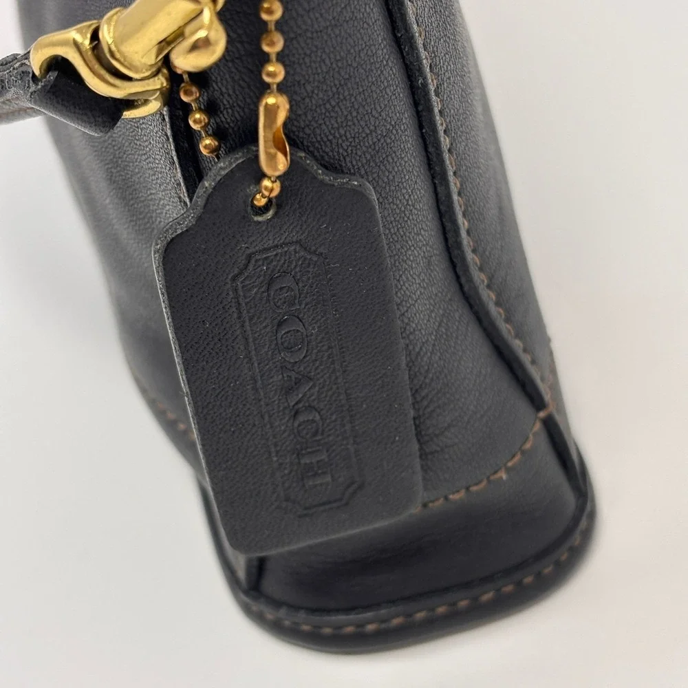 COACH 9311 Demi Bleecker Bag Black Leather Purse Vintage Baguettee USA E0C-9311
